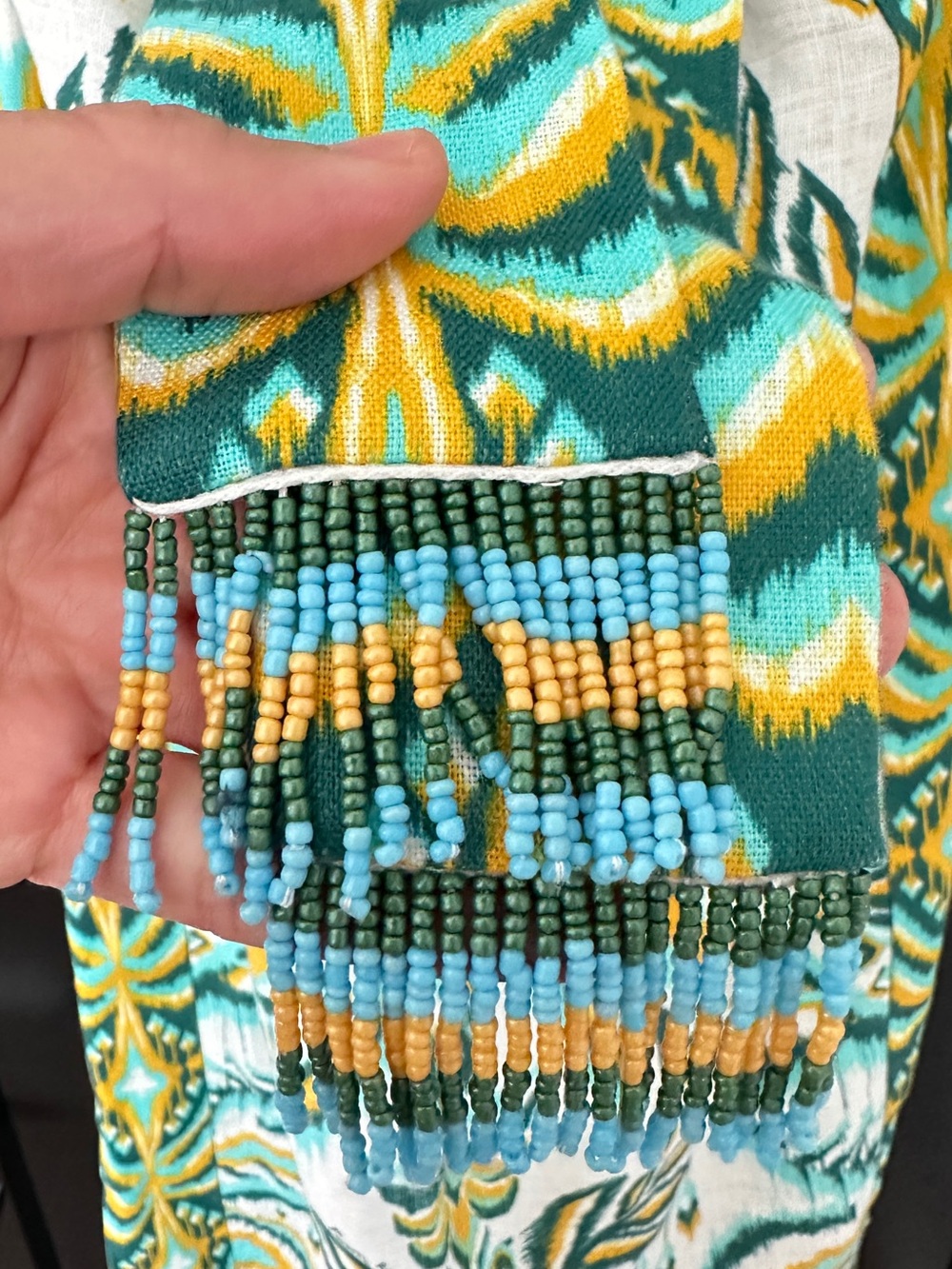 FARM Rio Green, Yellow & White Halter Maxi Dress - Picture 6 of 8